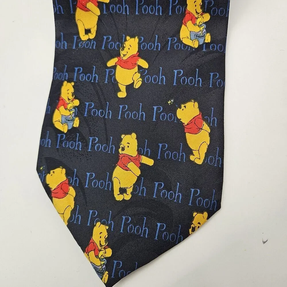 Disney Winnie‎ The Pooh Navy Text Honey Pot Tie Cartoon Teacher Party 59x4 1/8